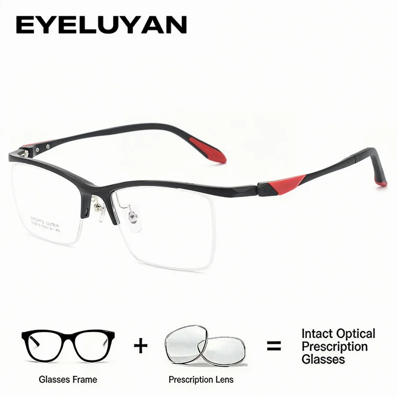 

EYELUYAN Sports Style ULTEM Semi-Rimless Optical Eyeglasses Customize Myopia Hyperopia Progressive Prescription Glasses