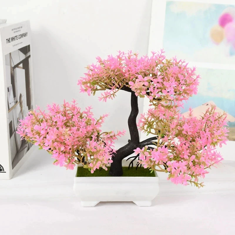 1PC Artificial Plants Bonsai Small Tree Pot Fake Plant Flowers Potted Ornaments For Home Table Decoration Hotel Garden Decor