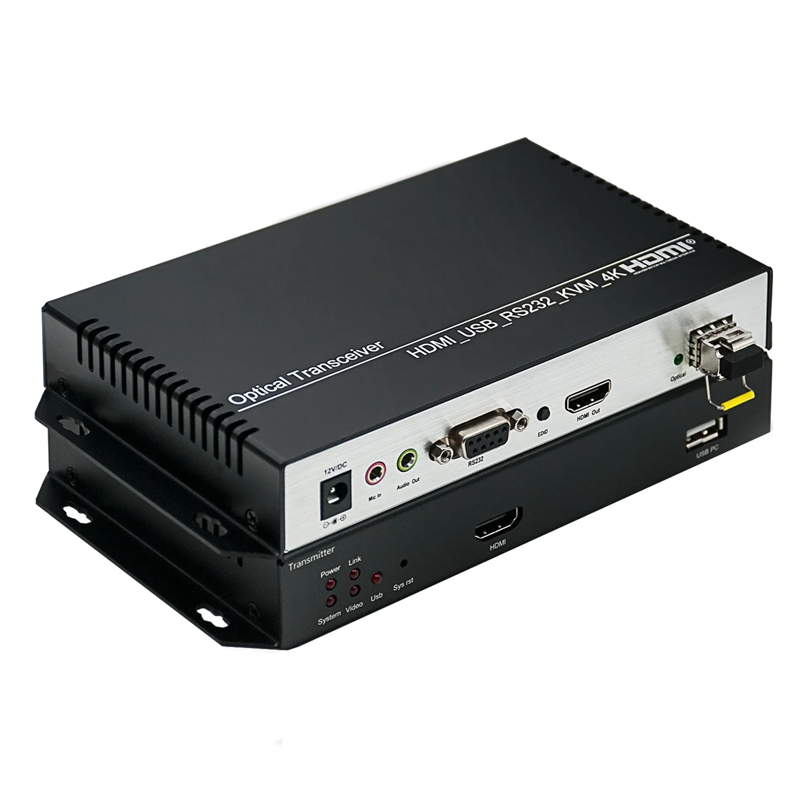 

New 4K*2K HDMI KVM Extender Over Fiber Optic 20KM USB2.0 Fiber Optic Video Converter