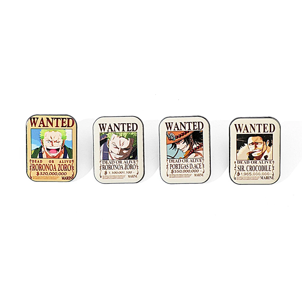 4 Pcs ONE PIECE Cartoon Anime Brooch Ace Zoro Creative Enamel Pin Metal Badge Jewelry Clothing Backpack Accessories Gift view 6