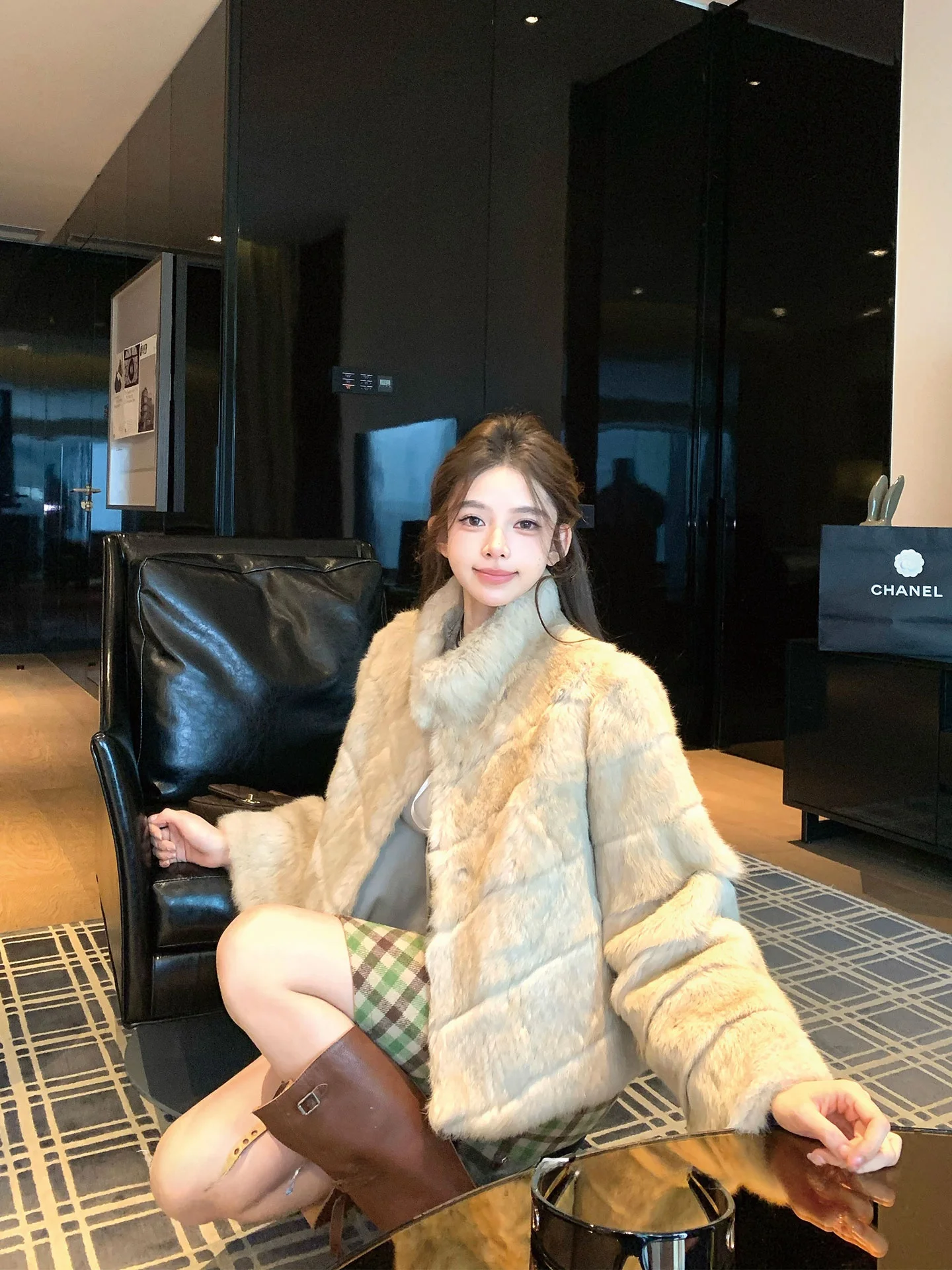 

Okaaay Luxury Rabbit Fur Coat Women's Warmth Sli Vintage Money Sle Casual ort Sve Long Coat for Young Women