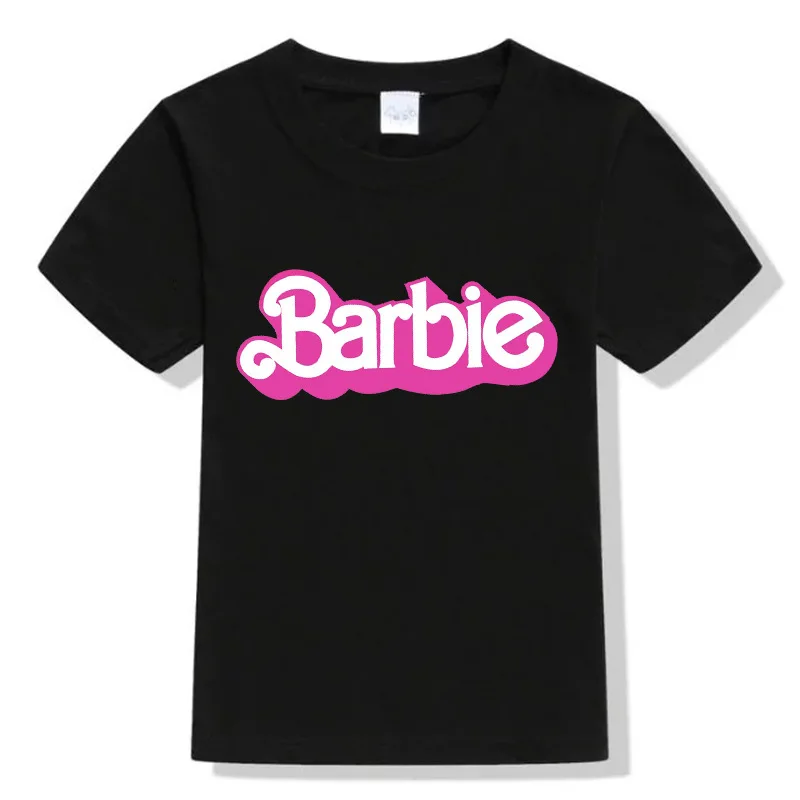 Cute Barbie 2024 New Women\'s T-Shirt Short Sleeve Fashion Casual Polyester Letter Print Round Neck Cartoon Girl T-Shirt Gift