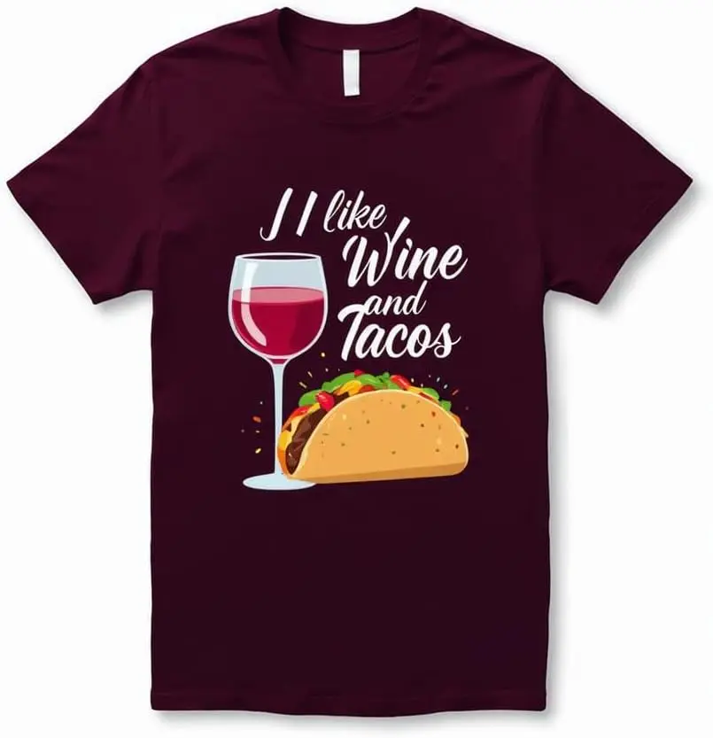 

Женская футболка «I Like Wine and Tacos», забавный и причудливый дизайн, идеально подходит для любителей вина и Тако