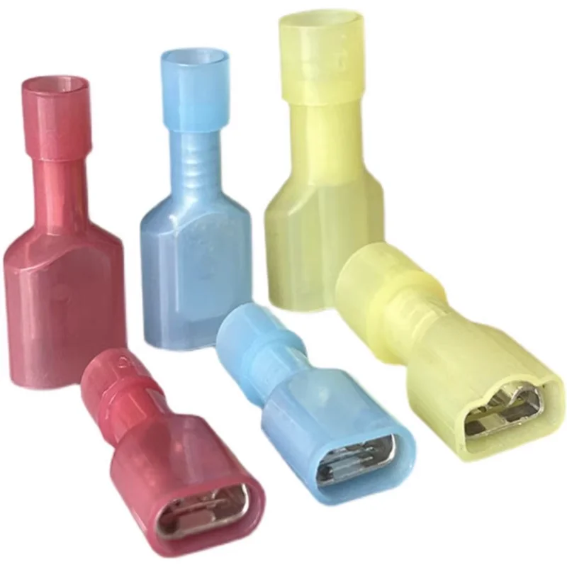50PCS MDFN FDFN Nylon Male Female Insulated Crimp Terminal Electrical Cable Spade Connector Quick Butt Terminals Red Blue Yellow