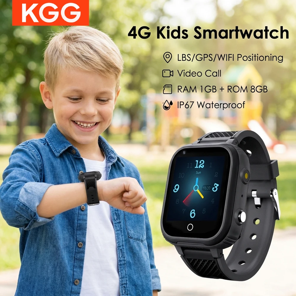

Детские умные часы 4G с GPS-трекером, 1 ГБ+8 ГБ памяти, видеозвонками, голосовым чатом, SOS, двусторонними звонками, Wi-Fi, шагомером, играми для мальчиков и девочек