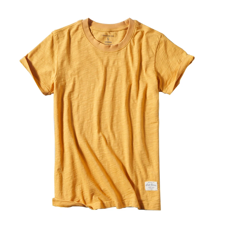 

Men's Summer Fashion Solid Color Bamboo Cotton T-Shirt Short Sleeve Casual Soft Thin Japan Style Male Vintage Tees Tshirts