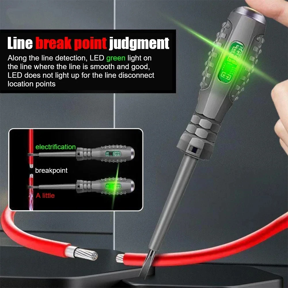 Multifunctional Electrician Test Screwdriver AC Non-contact Induction Test Pen Voltage Tester 70-600V Red Green Induction Lights image 5