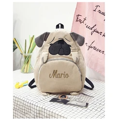 Personalized Corduroy Backpack Funny Cartoon Animal Large Capacity Book Bag Customized Embroidery Name Gift Bag