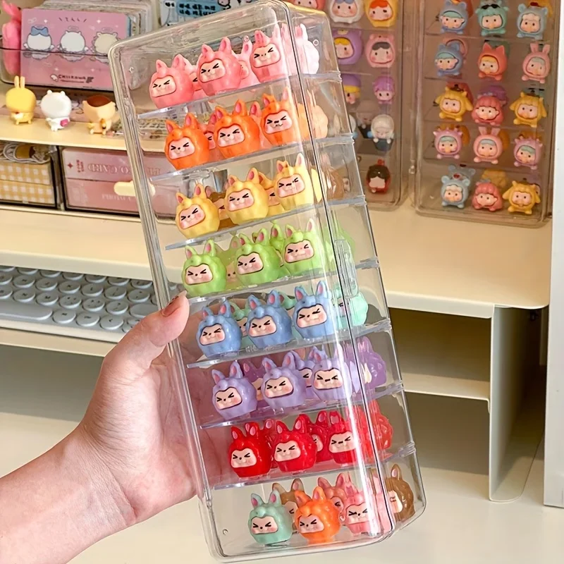 Large Capacity Acrylic Display Case With Multiple Compartments For Dolls And Toys Transparent Stair-Style Storage Organizer