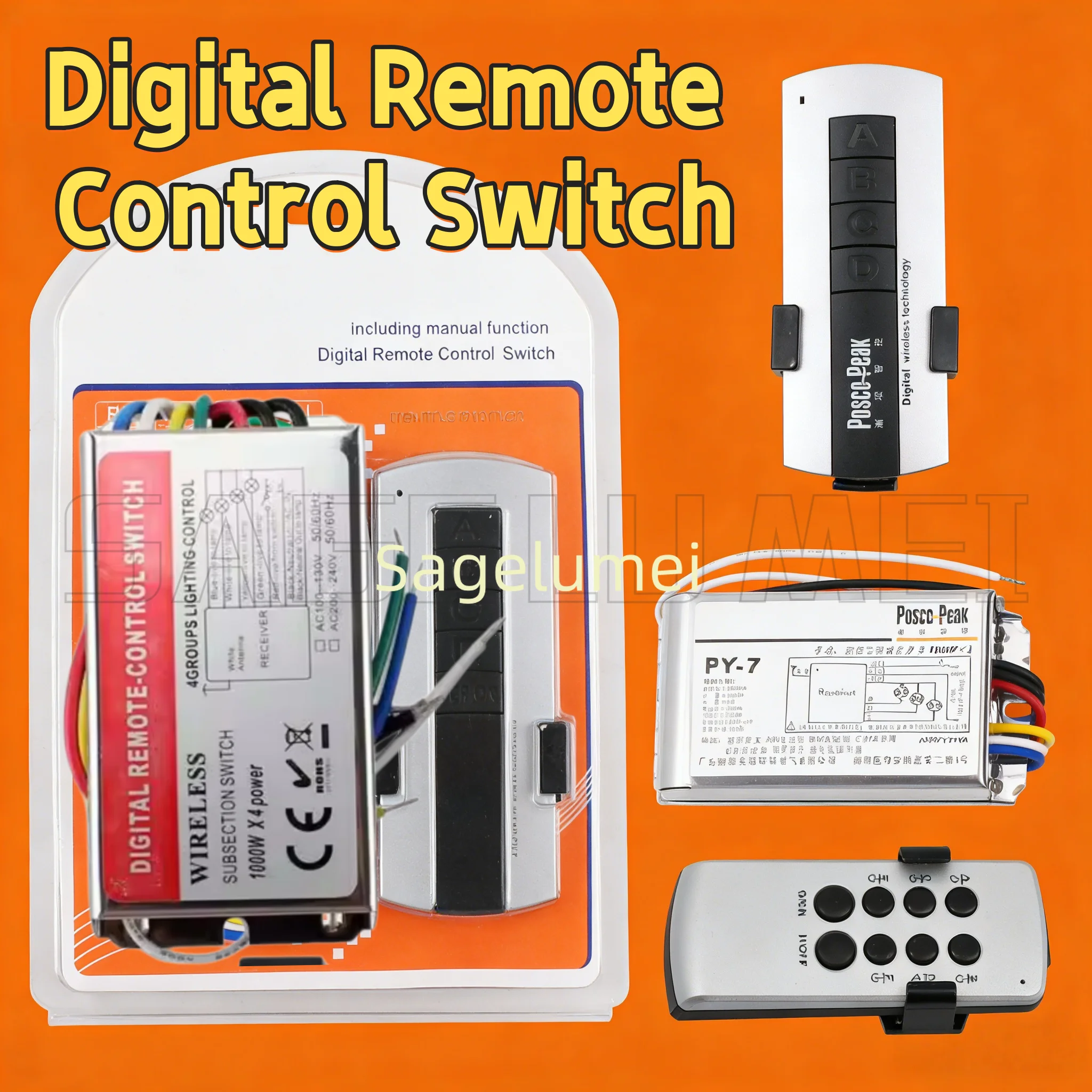AC 220V 3/4/6 Groups LED Lighting Controller High Voltage RF Wireless Digital Isolation led Remote Control Switch for LED Lights