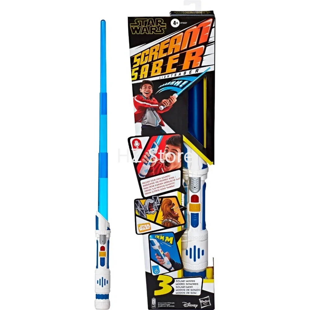 Hasbro STAR WARS Scream Saber Lightsaber Toy Record Your Own Inventive Sounds & Pretend to Battle Roleplay for Kids Gift E7557