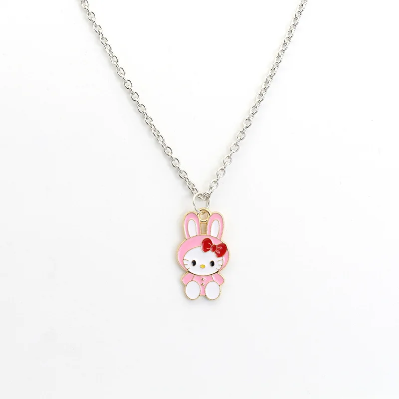 Lovely Cartoon Hellokitty Sanrio Anime Kids Chain Necklaces Cute Hollowed Kitty Alloy Necklace for Women Girls Birthday Gift