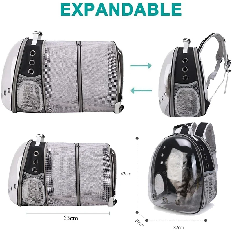 Cat Bag Pet Carrier Backpack Portable Dog Backpack Transport Space Capsule Dog Bag Transparent Bubble Expandable Pet Backpack