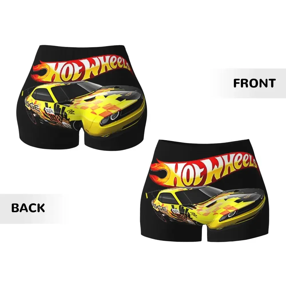 Pantalones cortos de entrenamiento para correr de motociclista de carrera Hot Wheels personalizados, pantalones cortos atléticos de Yoga para gimnasio y coche deportivo para mujer