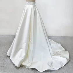 Elegant Ivory Bridal Skirt with Train Custom Made Ball Gown Maxi Evening Party Skirt Duchess Satin Long Wedding Skirt Saia Longa