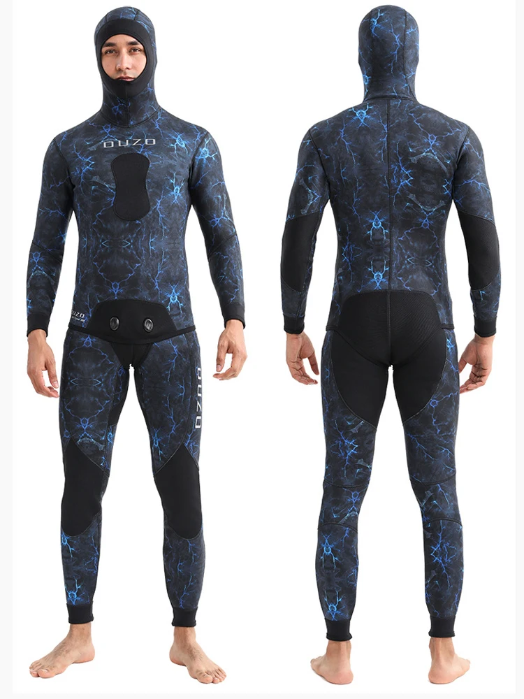 Neoprene 1.5mm Super Stretch Camouflage Fullsuit, Hoodie Jacket+Pants Mens Freediving Snorkeling Swimming Spearfishing Wetsuit