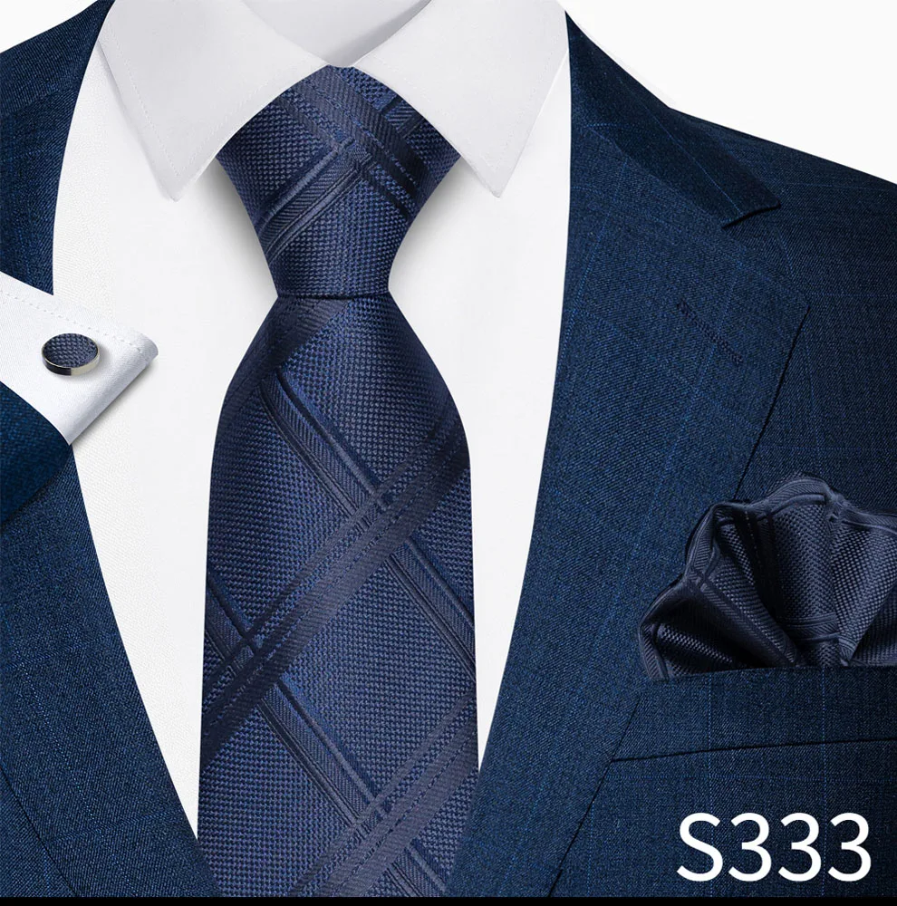 Hochwertiges 8-cm-Krawatten-Einstecktuch-Set für Herren, schwarz, blau gestreift, Hochzeitsgeschenk, Krawatte, Anzug-Accessoires, passend für den Arbeitsplatz – Detail 31