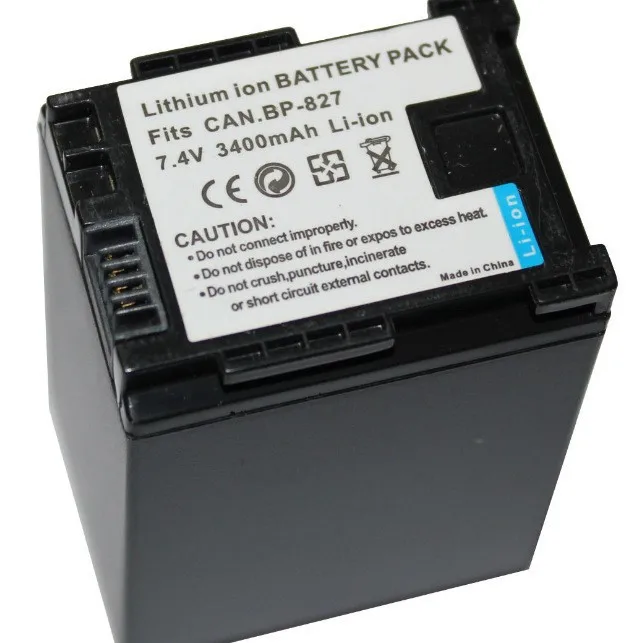 

Аккумулятор BP-827 емкостью 3400 мАч для видеокамер Canon BP-827, литий-ионный аккумулятор, совместимый со сменной мощностью BP-808/BP-809/BP-819