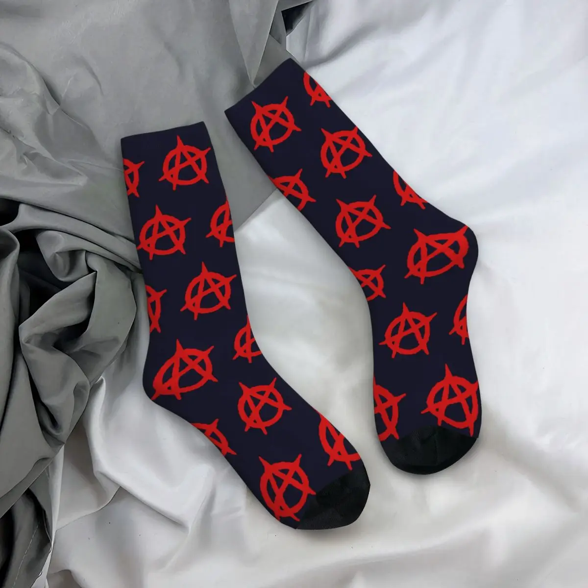 Autumn Winter Retro Unisex Anarchy Anarchist Socks Non-slip Basketball Socks