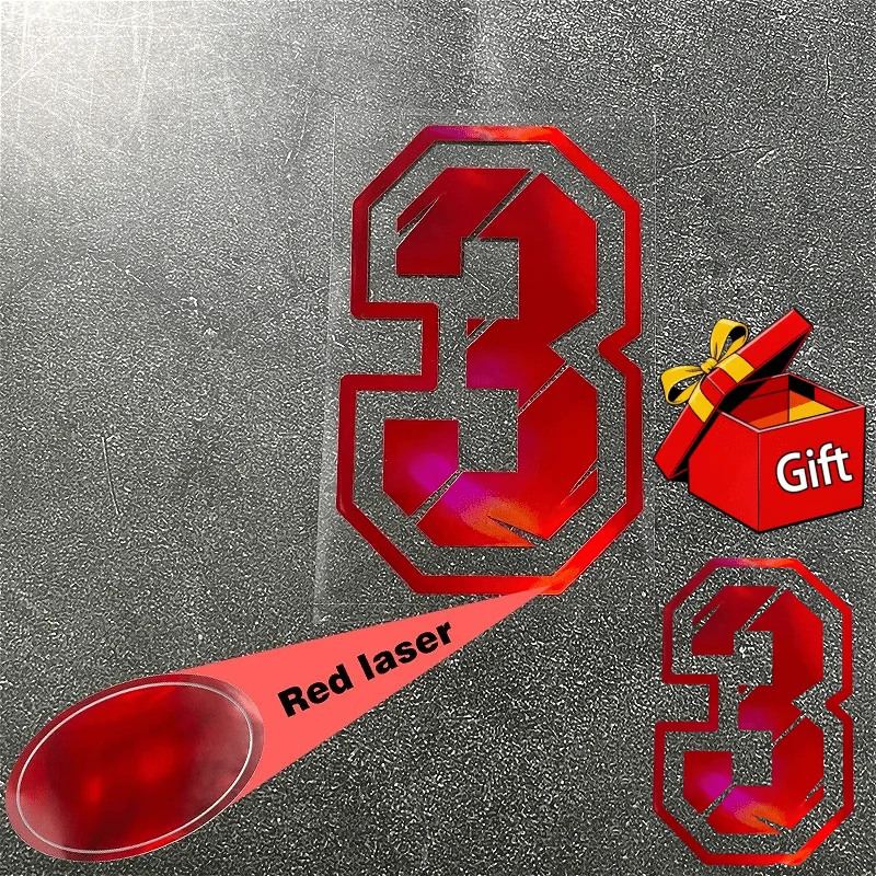 2Pcs Set One Large One Small Iridescent Number Vinyl Sticker Red Broken Style Decal For Motorcycle Racing Accessories Decor
