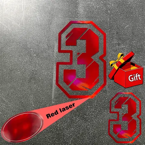 2Pcs Set One Large One Small Iridescent Number Vinyl Sticker Red Broken Style Decal For Motorcycle Racing Accessories Decor