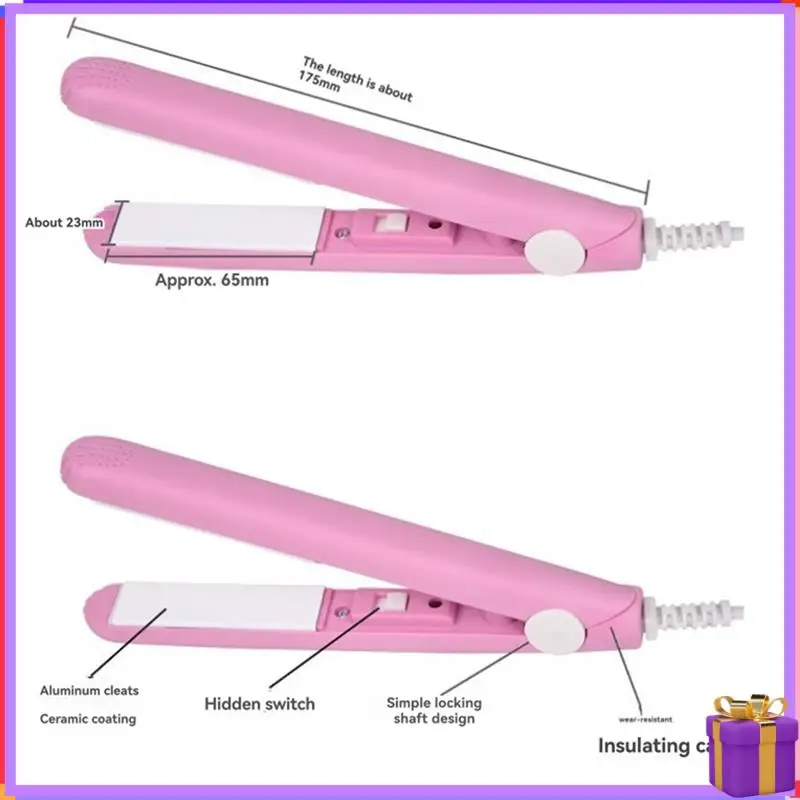 Pelurus Rambut 2-In-1 Canggih & Pengeriting Rambut Mini Desain Pengeriting Rambut untuk Rambut Pendek Mini Tujuan Ganda Alat Pengeriting Rambut Steker AS