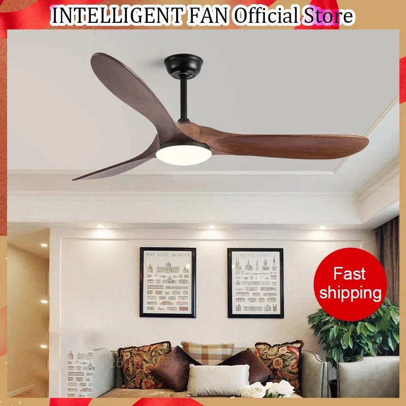 52 60 70 Inch Ceiling Fan Industrial Vintage Wooden Ventilator No Light Remote Control Decorative Blower Wood Retro Large Fans