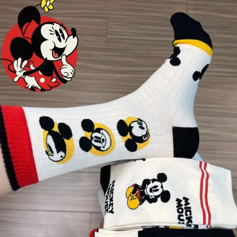 

Милые носки средней длины с рисунком Микки Диснея, креативные персонализированные носки унисекс, осенне-зимние носки из чистого хлопка, товары в стиле аниме, подарки