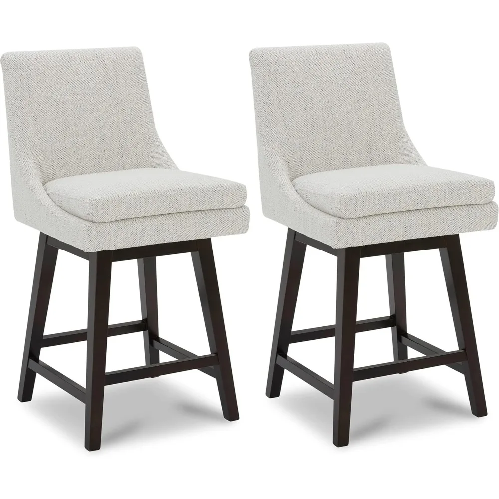 Bar Stools Set of 2, Counter Height Swivel Barstools, FSC Certified Morden Upholstered Fabric Counter Chairs with Back Support