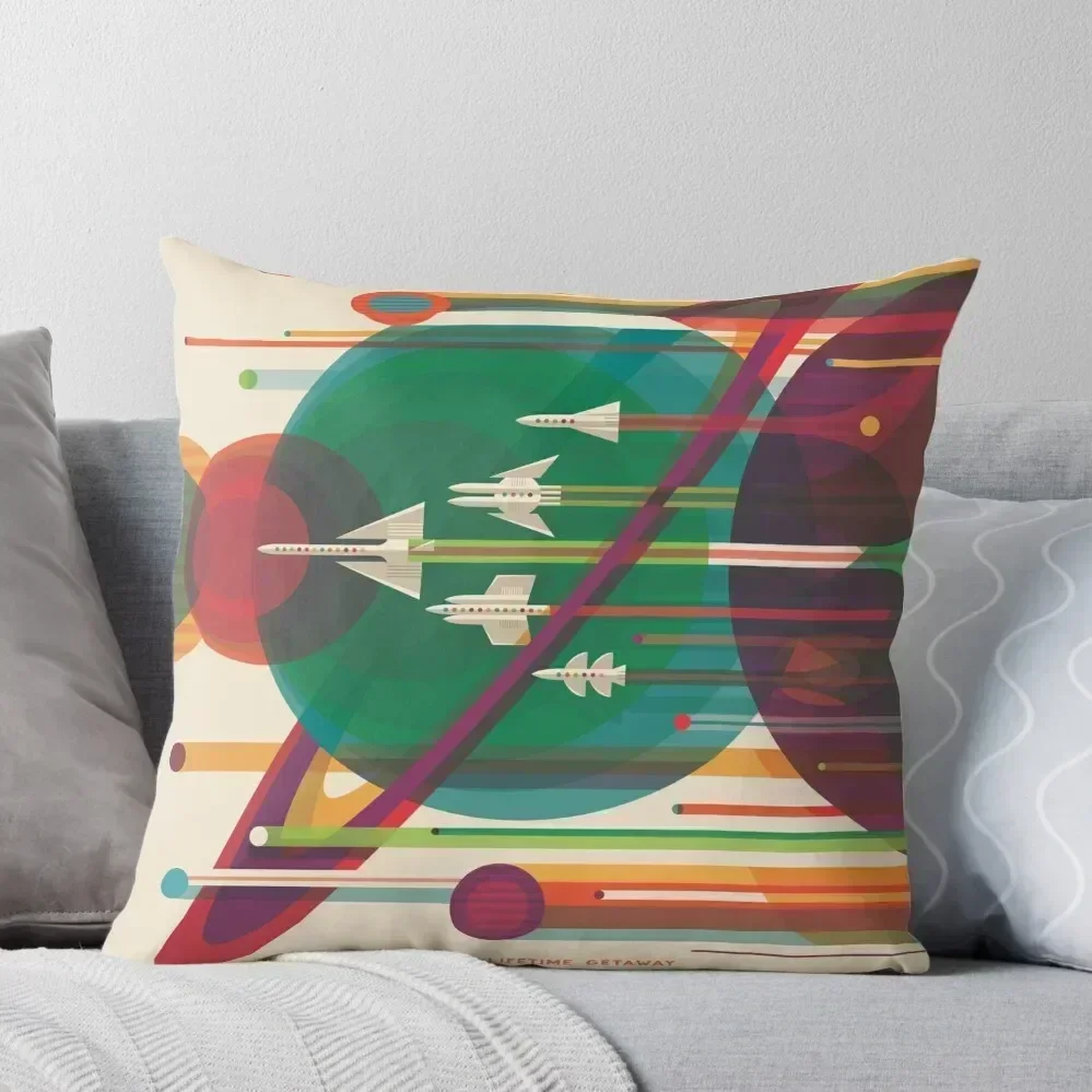 

Retro Space Poster - The Grand Tour Throw Pillow Cushions Cover Room decorating items christmas pillowcases pillow