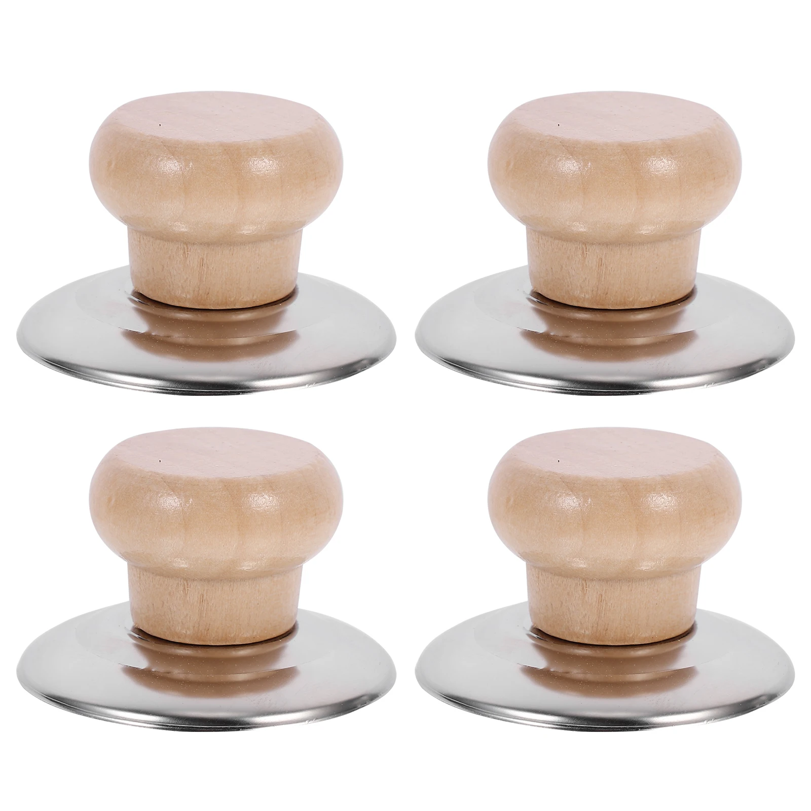 

4Pcs Pot Lid H Wooden Stainless Steel Microwave Accessory Fine Polishing AntiScald Kitchen Utensil Part Suitable For