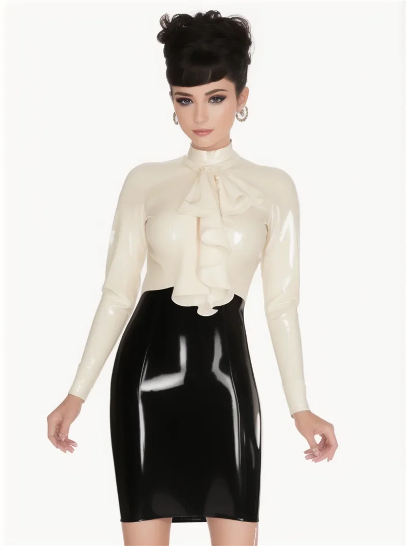 Woman\'s Latex Dress for Clubwear and Fetish skirt  High-Elasticity Sensation: Transparent Woman\'s Latex