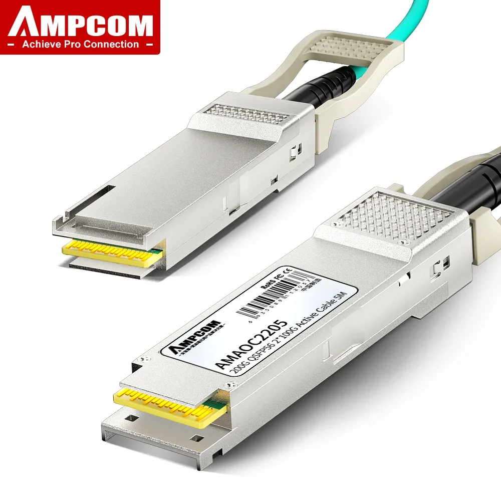 

AMPCOM 200G QSFP56 to 2x100G QSFP56 Breakout Active Optical Cable, AOC assembly for Cisco, Mikrotik, Fortinet, Ubiquiti etc