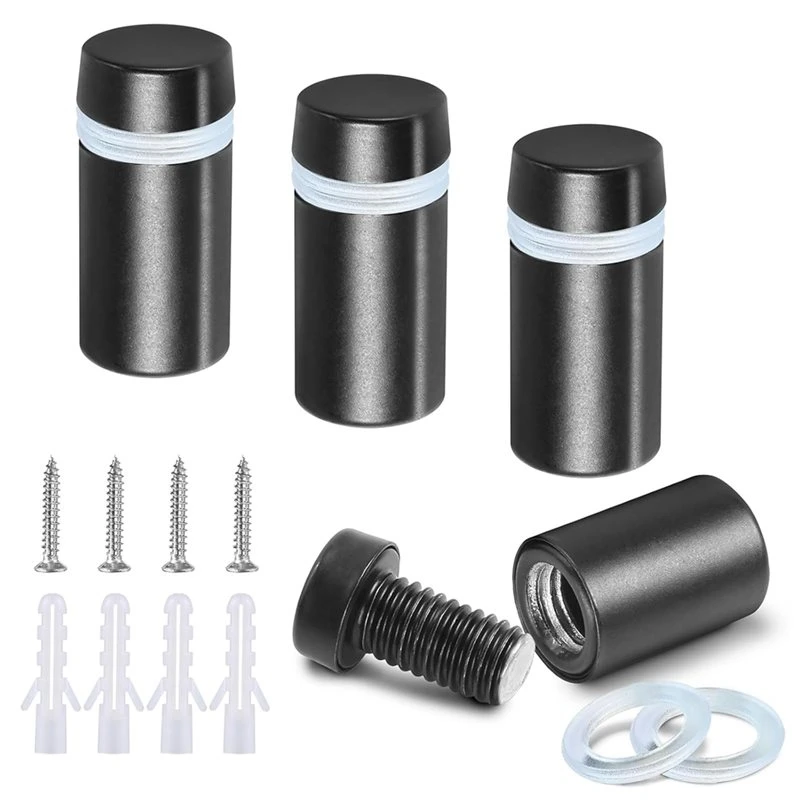 ABVT-Stainless Steel Standoff Screws Wall Mount Hardware For Acrylic Glass Panel 19X25mm Black
