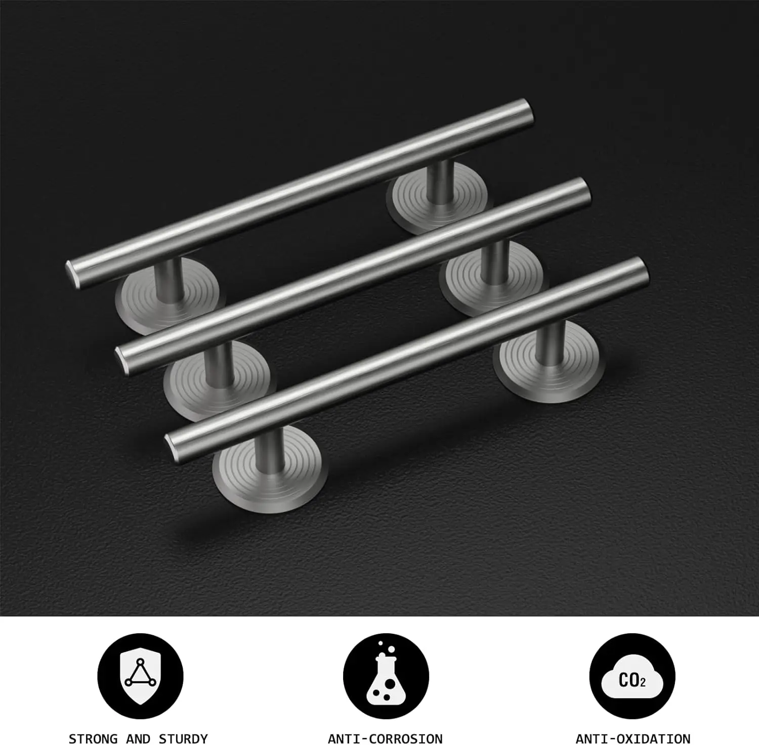 5in Adhesive Cabinet Handles Brushed Nickel Cabinet Pulls, Self Stick on Cabinet Handles No Drilling Cabinet Pulls with Plate