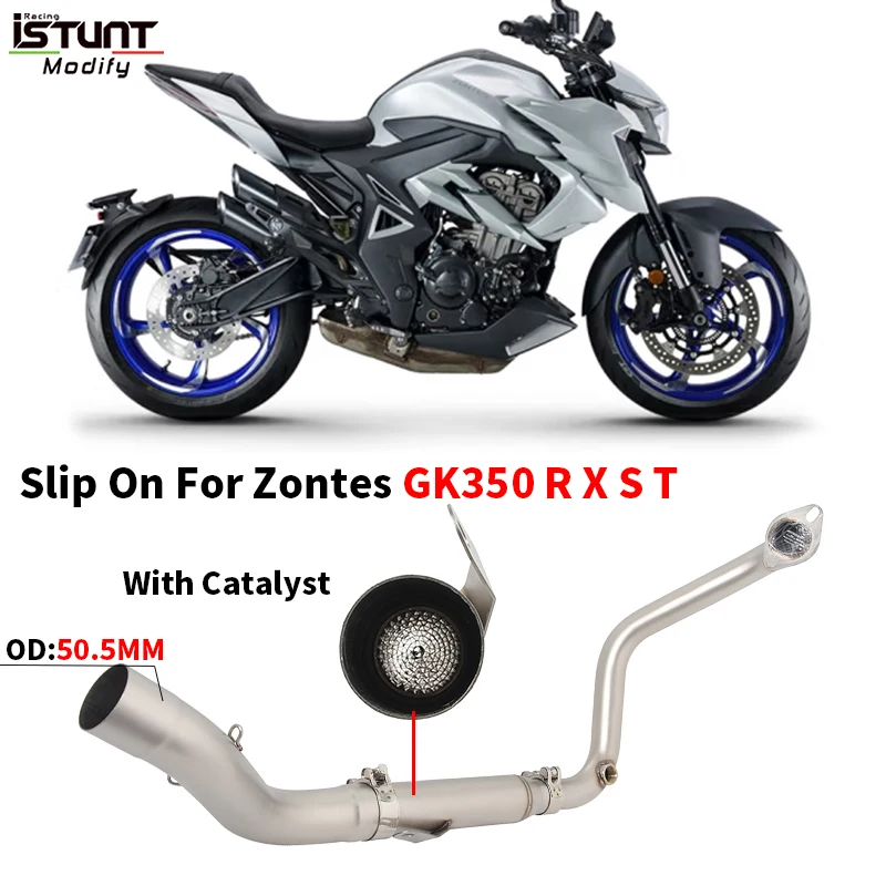 Слипоны для Zontes GK350 GK 350 R X S T, Модифицированная Передняя звеньевая труба 51 мм, выхлопная труба для мотоцикла, полная система