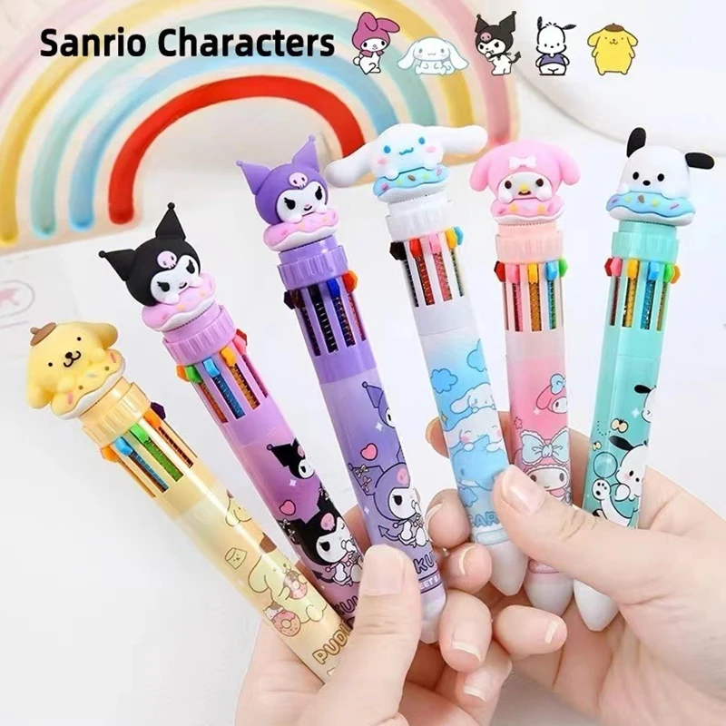 1PC Cute Cartoon Pressing Neutral Pen Creative Multifunctional Ballpoint Pen Kawaii Multi-color Student Gel Pen Stationery Gifts