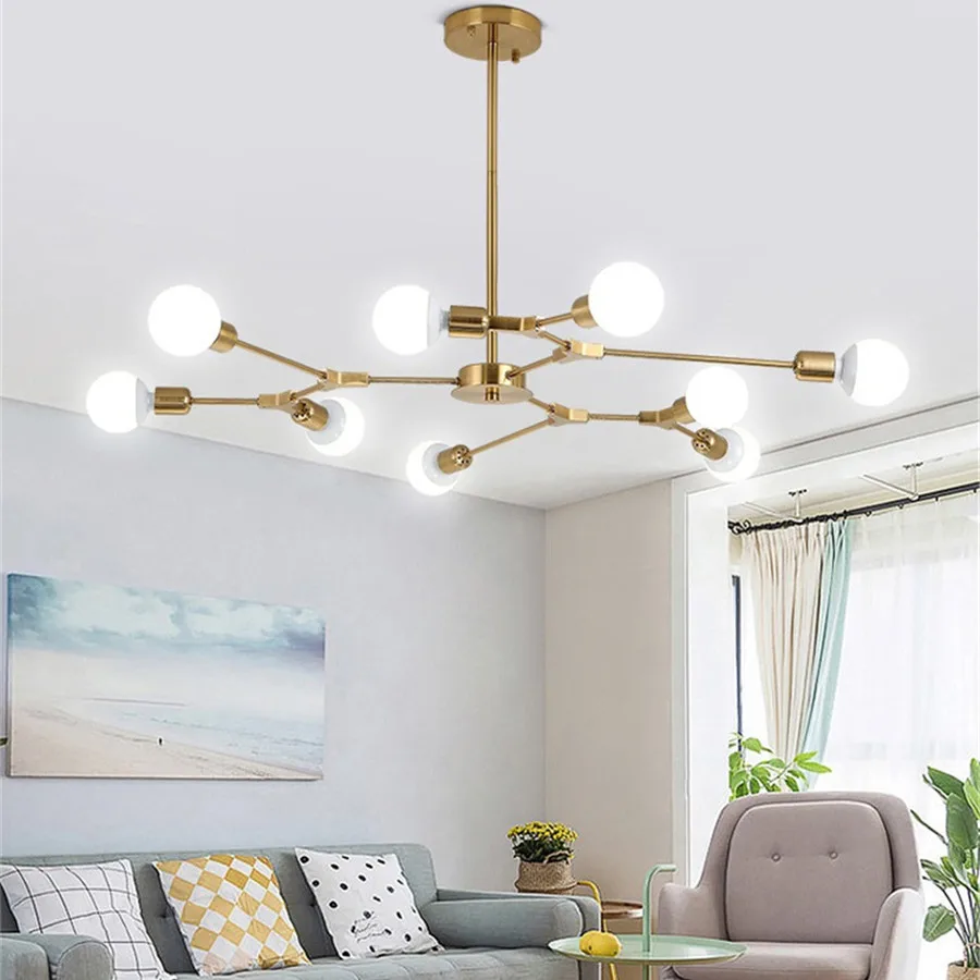 New 3/6/9 Heads Nordic LED Chandelier E27 Modern Pendant Lamp Indoor Lighting Fixture for Living Room Bedroom Ceiling Decoration