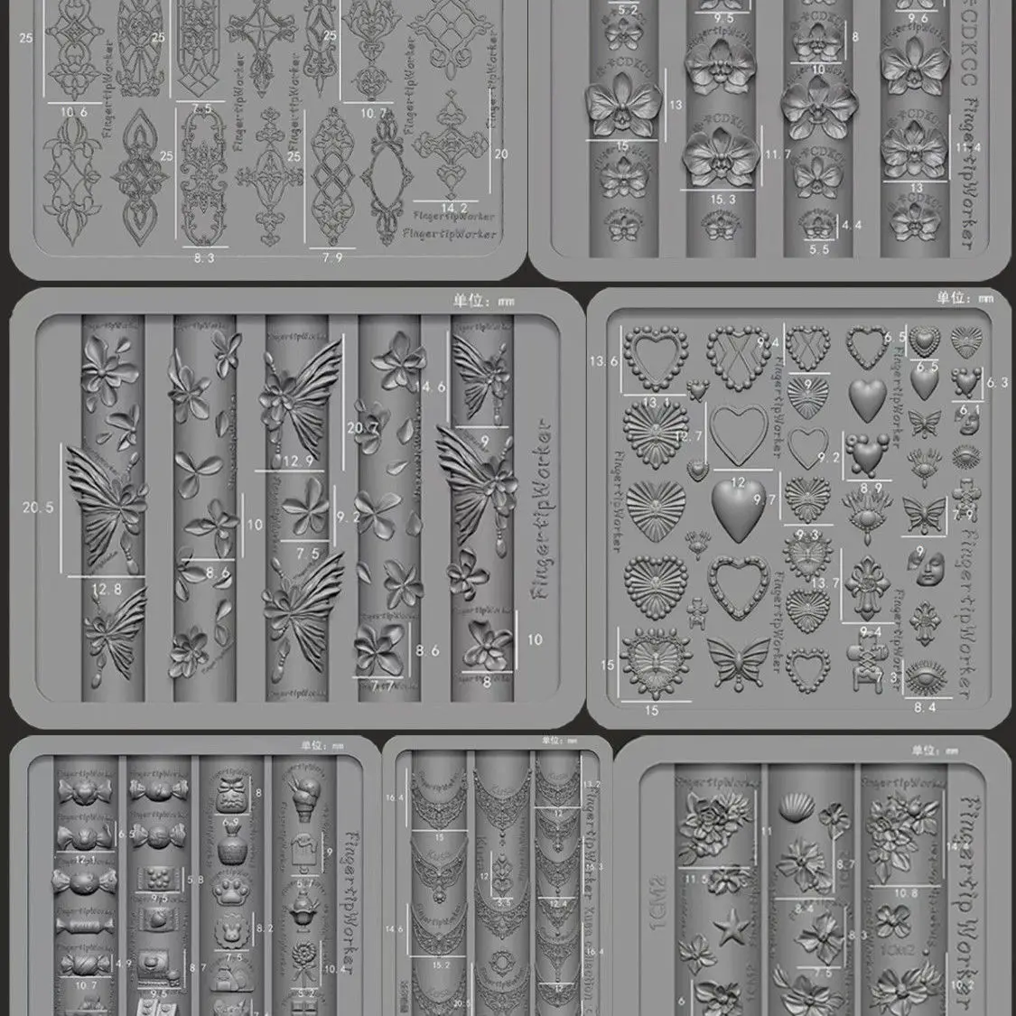 1pc 바로크 하트 프랑스 목걸이 보석 사진 프레임 3D 아크릴 네일 몰드 네일 장식 DIY 실리콘 네일 네일 제품