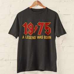 50th Birthday T Shirt 2025 1975 A Legend Was Born Retro Heavy Metal Rock Music Style Fiftieth Gifts for Him Personality Tops