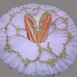 Orange Ballet Tutu Pancake Professional Swan Lake Ballerina tulles Platter Performance Tutus for Women Ballet Stage Costume