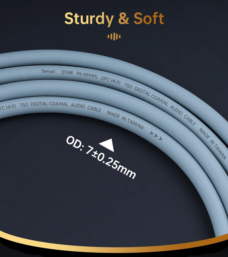Serost HiFi Sauerstofffreies Kupfer 75 Ohm Digitales Koaxiales Audiokabel 99,9999% OFC für DAC DSP Decoder SPDIF-Schnittstelle – Detail 6