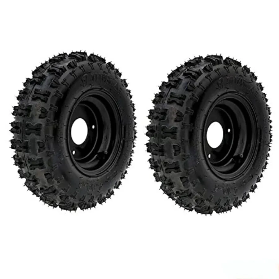 

2 Pack 4.106'' Rear Tyres Wheel Rim 3 Stud Pocket Bike Gokart 4 Wheeler Buggy Mower for OffRoad Performance and Enhanced Tracti