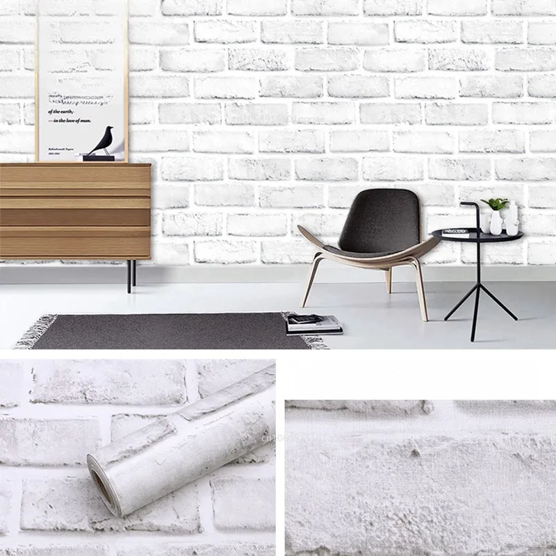 Brick Wallpaper Peel and Stick Self-Adhesive Wall Paper Grey Brick Contact Pape for Bedroom Living Room Decoration DIY Stickers