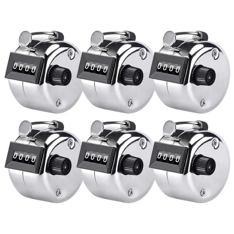 6 Pcs Hand Tally Counter 4-Digit Lap Counter Clicker, Manual Mechanical Handheld Pitch Click Counter With Finger Ring