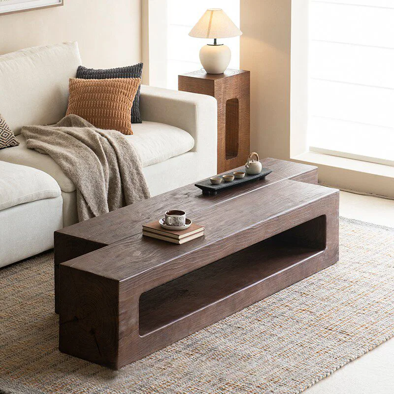 Vintage-style solid wood long bench, new Chinese-style TV cabinet bench, shoe bench, hotel and homestay wooden stump, natural wo