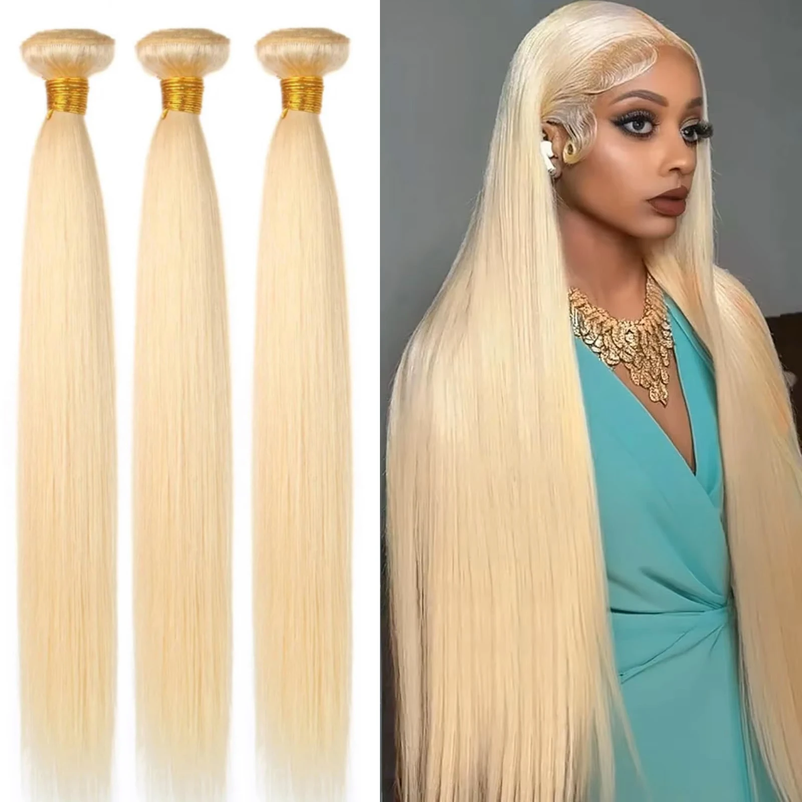 

34 36 38 40 дюймов 613 Светлые прямые человеческие волосы 1/3/4 шт. Пучки 100% бразильские наращивания Remy Weave для женщин можно красить