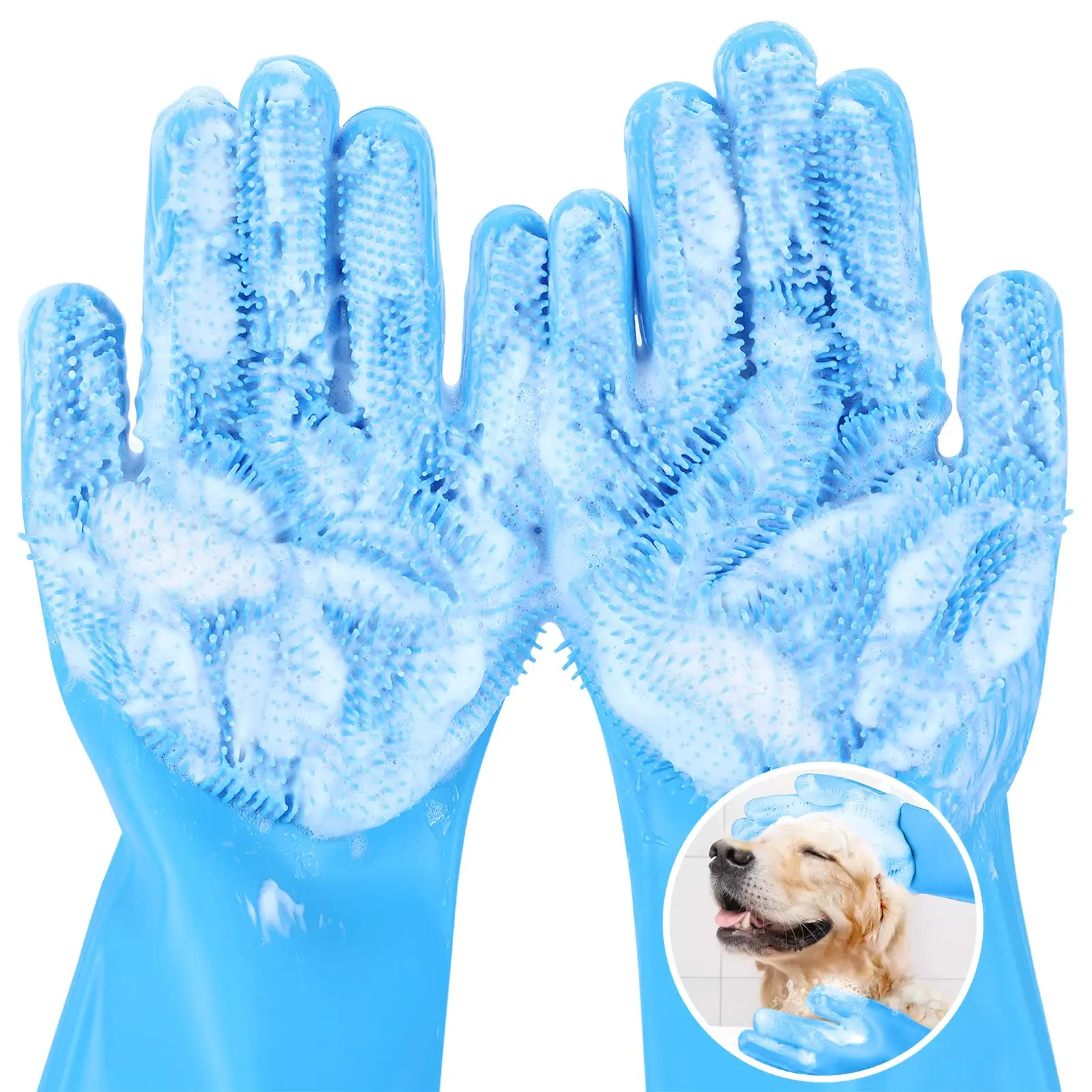 High-Density Teeth Silicone Dog Bathing Gloves with Enhanced Five Finger Design Pet Grooming Gloves