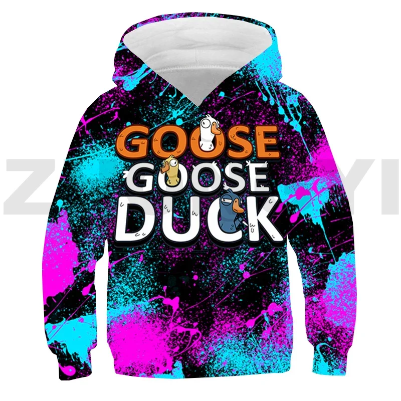 Children Cartoon Goose Goose Duck 3D Hoodie Cute Pullover Hoody Japanese Anime Clothes Boys Harajuku Streetwear Girl Long Sleeve