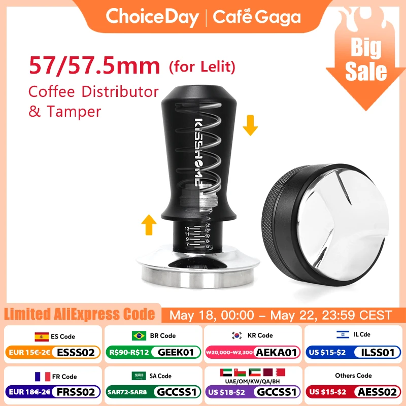 57mm 57.5mm Coffee Tamper Distributor Leveler Tool For Lelit Anna Anita Portafilter Barista Espresso Accessories Barista Tools